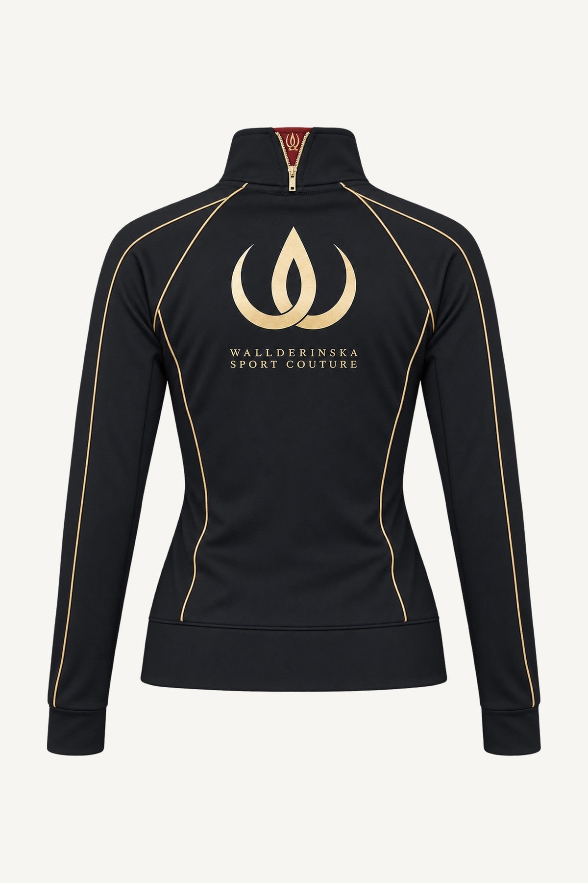Goldline Veste d'entraînement de dos, détourée. Grand logo doré entre les omoplates et passepoil doré le long des coutures du dos.