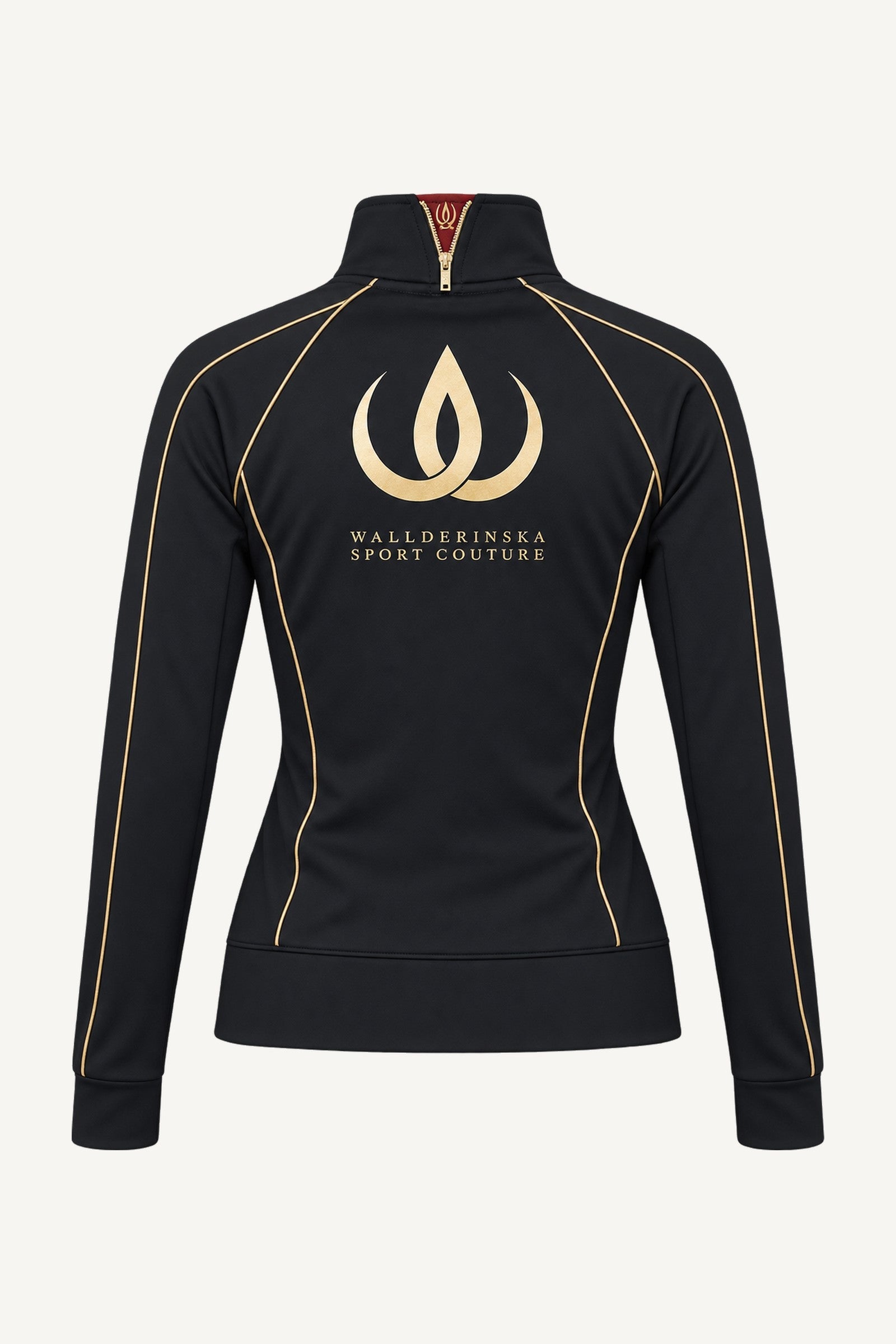 Goldline Träningsjacka de dos, détourée. Grand logo doré entre les omoplates et passepoil doré le long des coutures du dos.